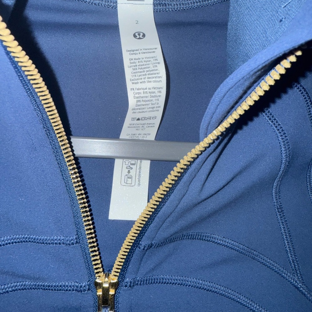 lululemon athletica Navy Blue Zip-Up Jacket with Gold Zipper - Picture 2 of 4